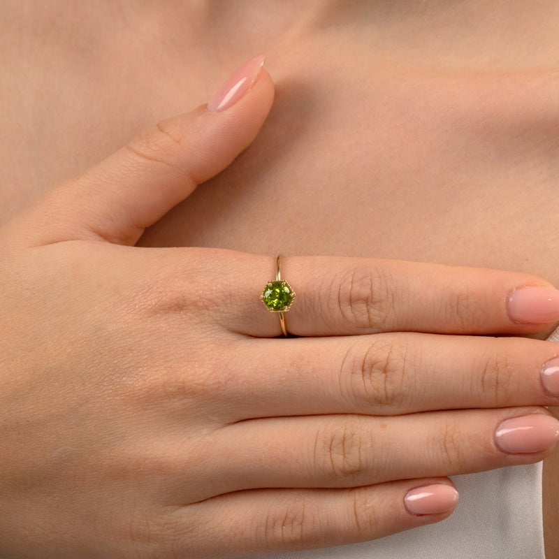 Gold Peridot Birthstone Ring