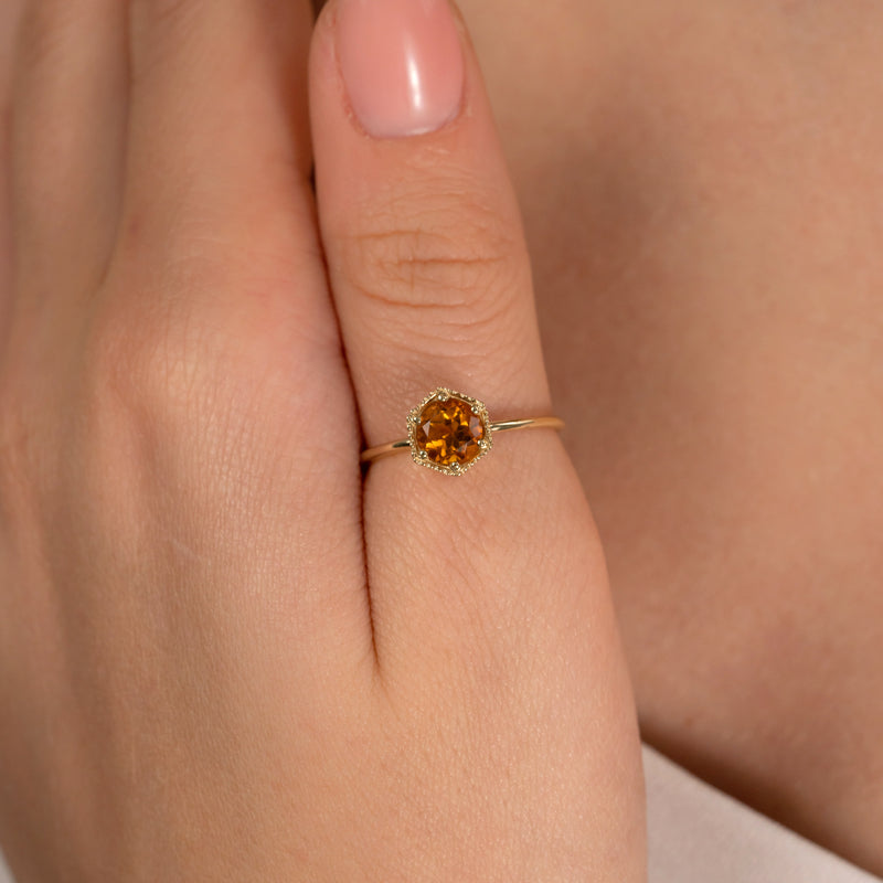 Hexagon Gemstone Ring