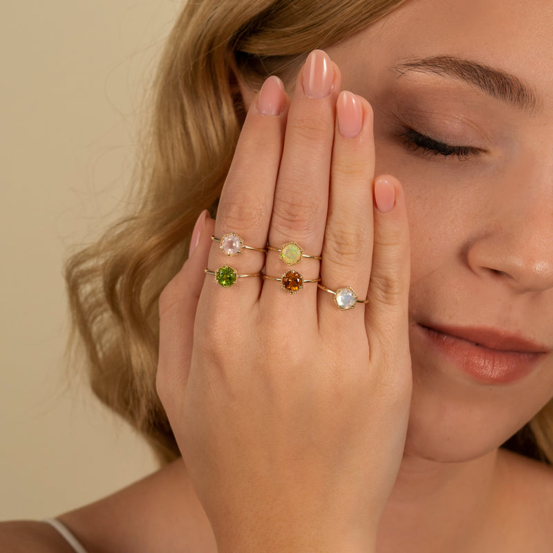 Solid Gold Birthstone Rings