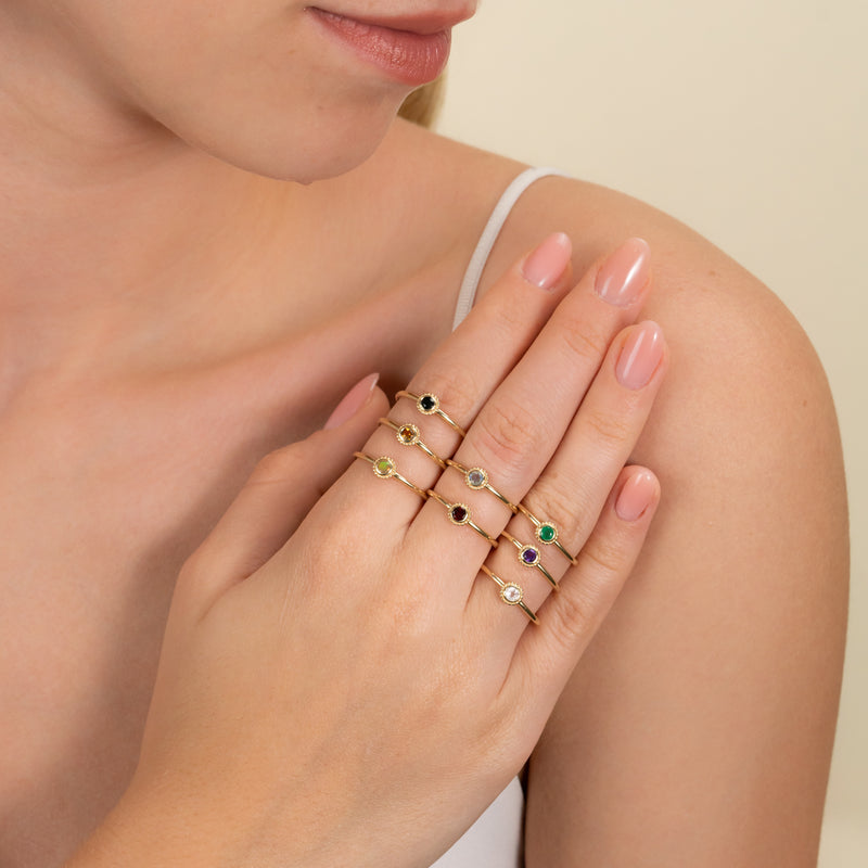 Stackable Art Deco Gemstone Rings