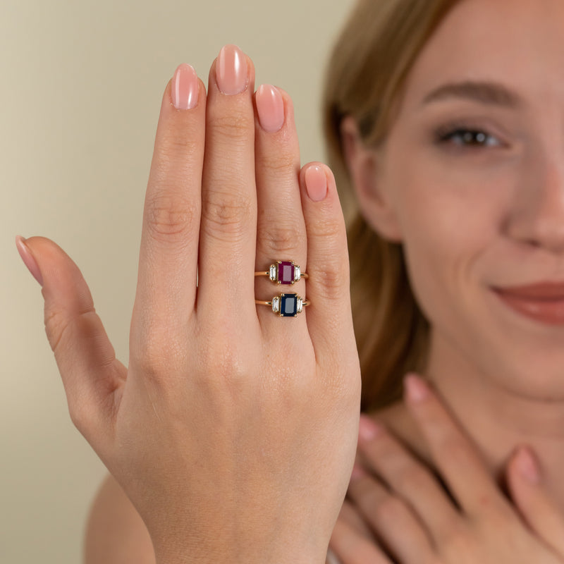 Ruby and Sapphire Statement Rings