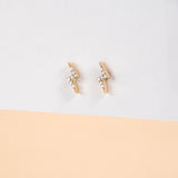 Pair of dainty handmade solid 14k gold lightning bolt studs