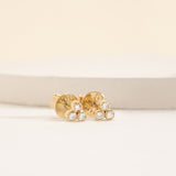 Natural Multi Diamond Stud Earrings in solid 14k gold