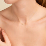 Natural Diamond and Sapphire Evil Eye Necklace