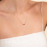 natural Sapphire Rainbow Bar Necklace in solid gold