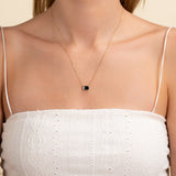 dainty Natural Sapphire Pendant Necklace in solid gold