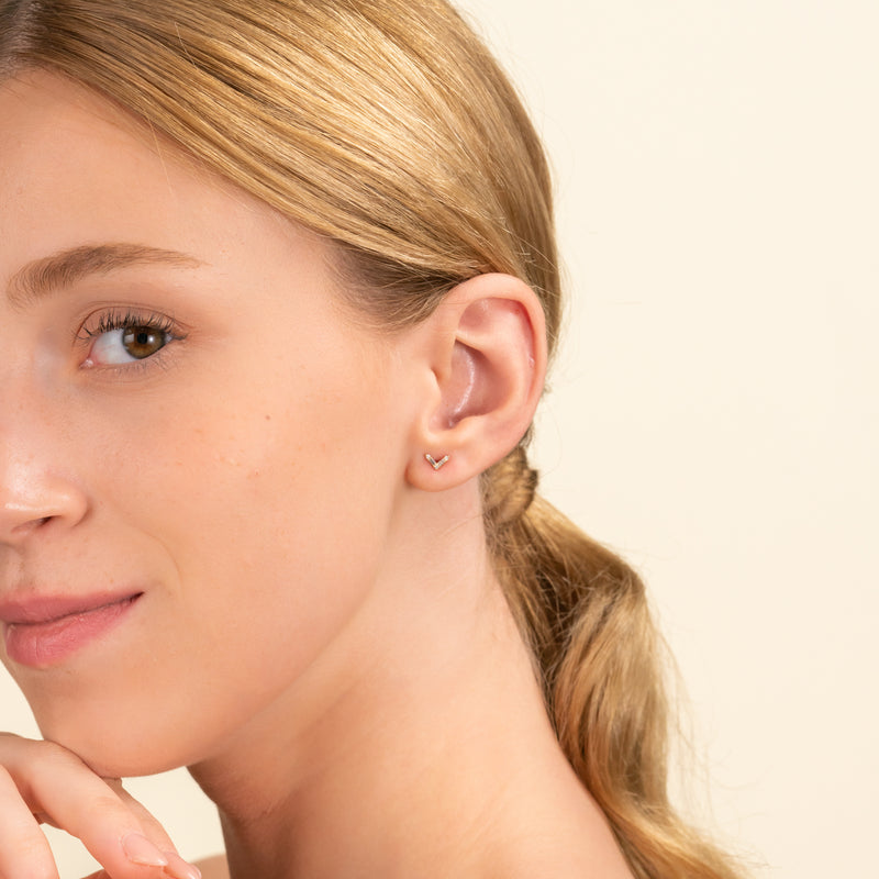 dainty Diamond Chevron Studs for her