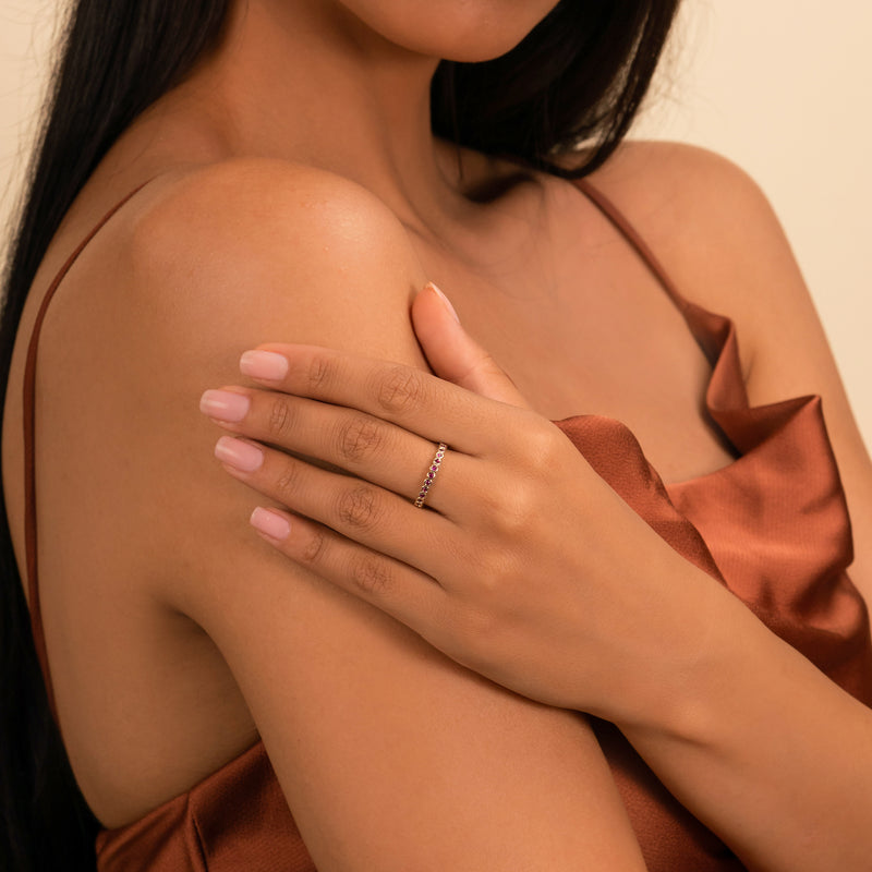 Solid Gold Ruby Half Eternity Band