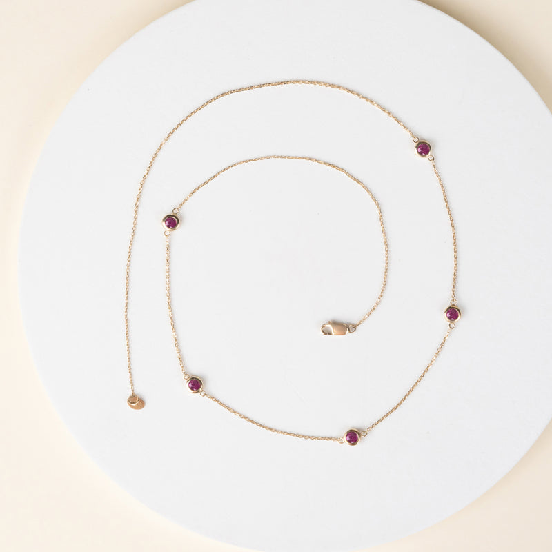 Layering Necklace with Natural Rubies in solid gold