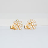 Natural Multi Diamond dainty Daisy stud Earrings