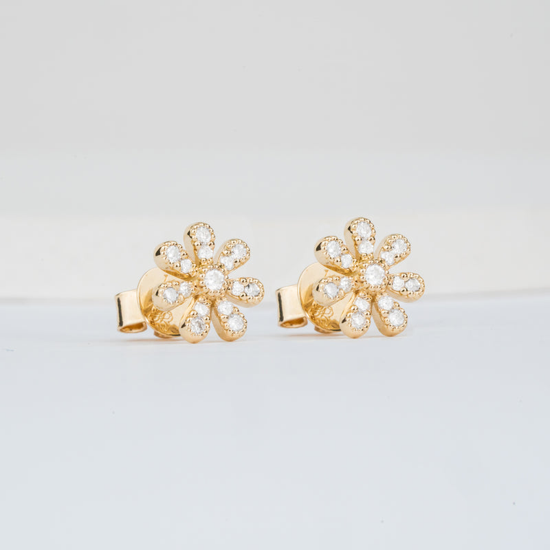 Natural Multi Diamond dainty Daisy stud Earrings