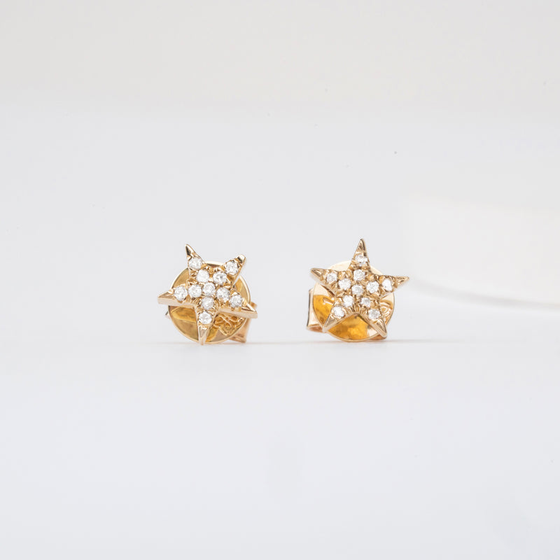 Petite pointed Star Earrings with Diamonds