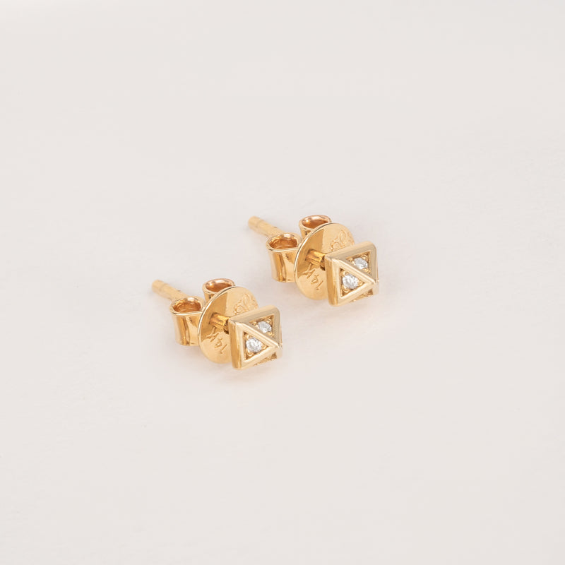 minimalist Diamond Gold Pyramid Stud earrings
