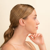 Petite Gold Diamond Dangling Hoop earring with april birthstone