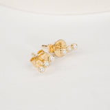 Triple Diamond Bezel Set Stud earrings in solid gold 