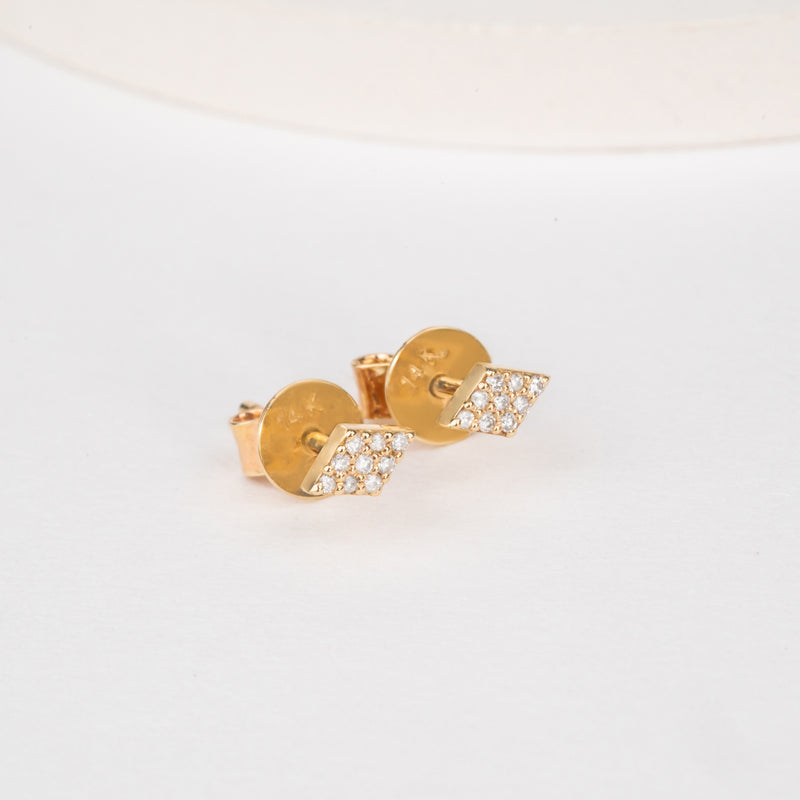 Petite Diamond Stud Earrings in diamond shape