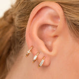 Handmade dainty Diamond Hoop huggie Earrings in solid gold for her