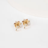 Mini Lightning Bolt Earrings with Diamonds in solid 14k gold
