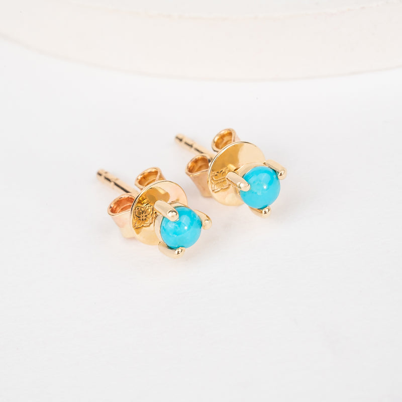 Handmade Solid Gold natural Turquoise Earrings