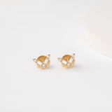 Petite solid gold diamond Chevron Earrings in solid gold for her