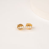 Diamond April Birthstone Gold spike Earrings with three diamonds