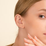 Mini Diamond Moon Stud Earrings in solid gold for her