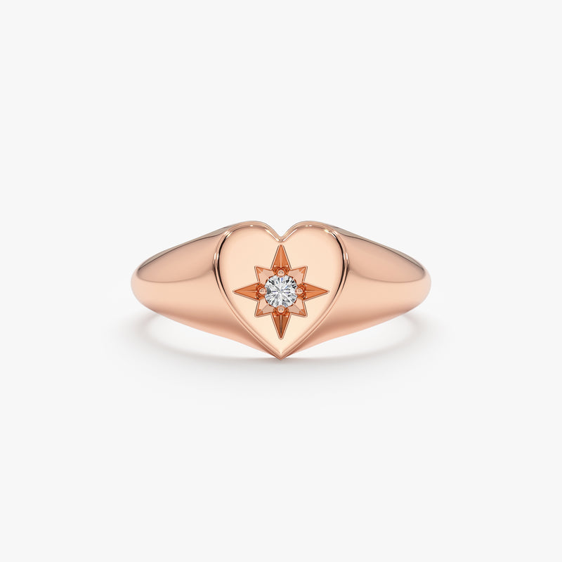 rose gold diamond signet ring