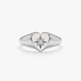 white gold heart starburst ring