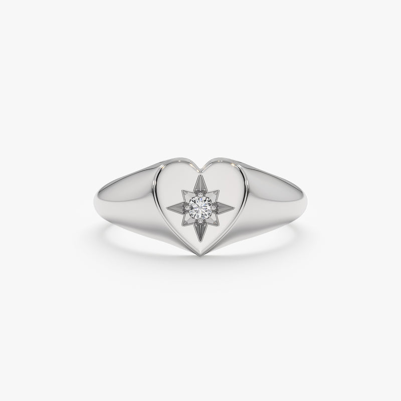 white gold heart starburst ring