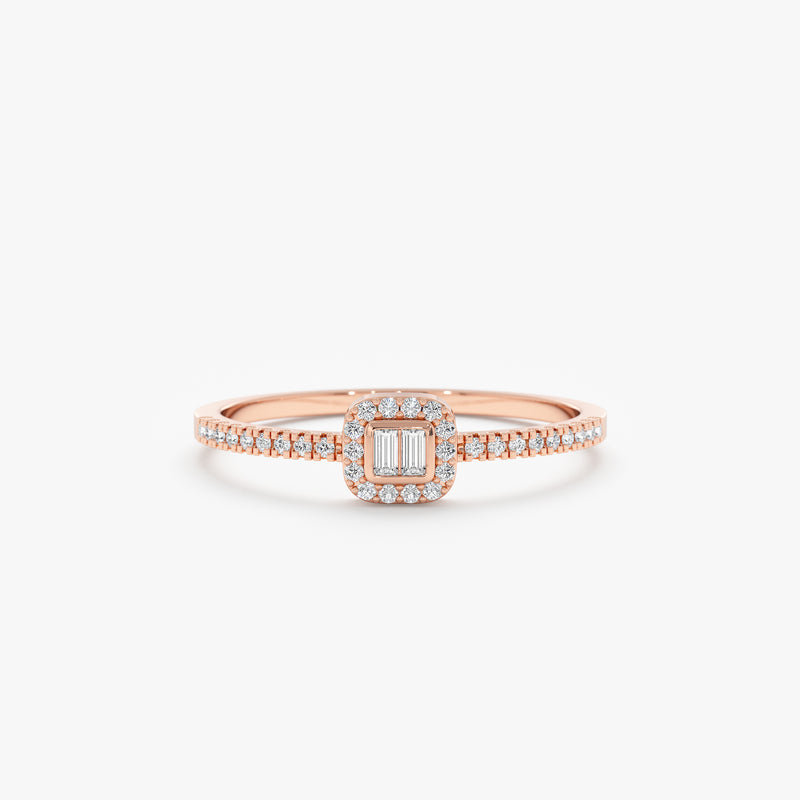 rose gold prong set diamond ring