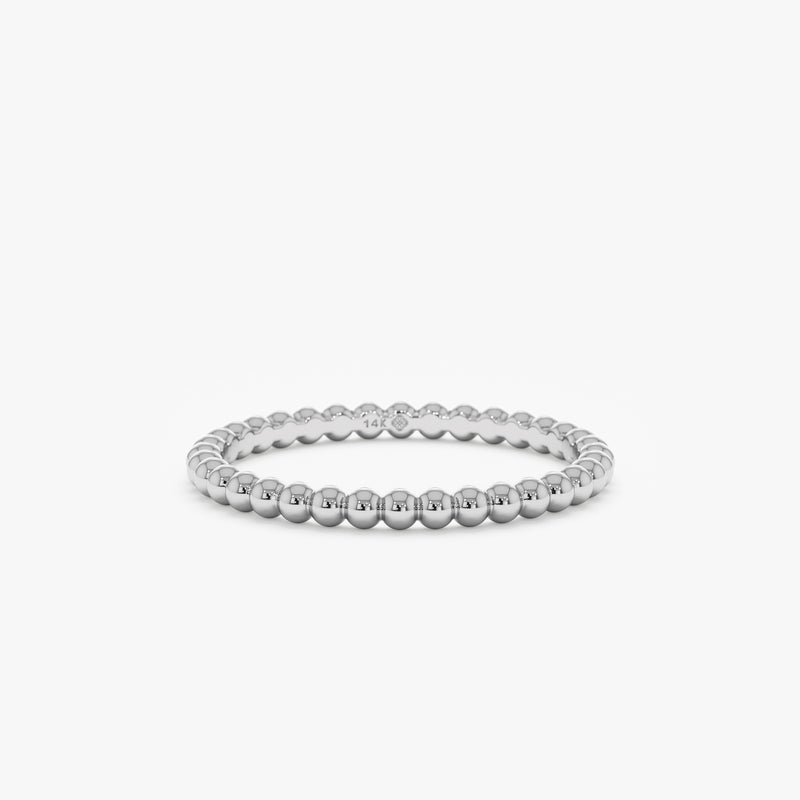 White Gold Dainty Beaded Ring