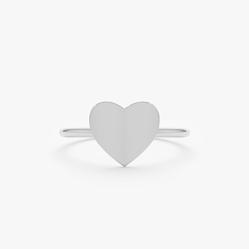 White Gold Engravable Heart Ring