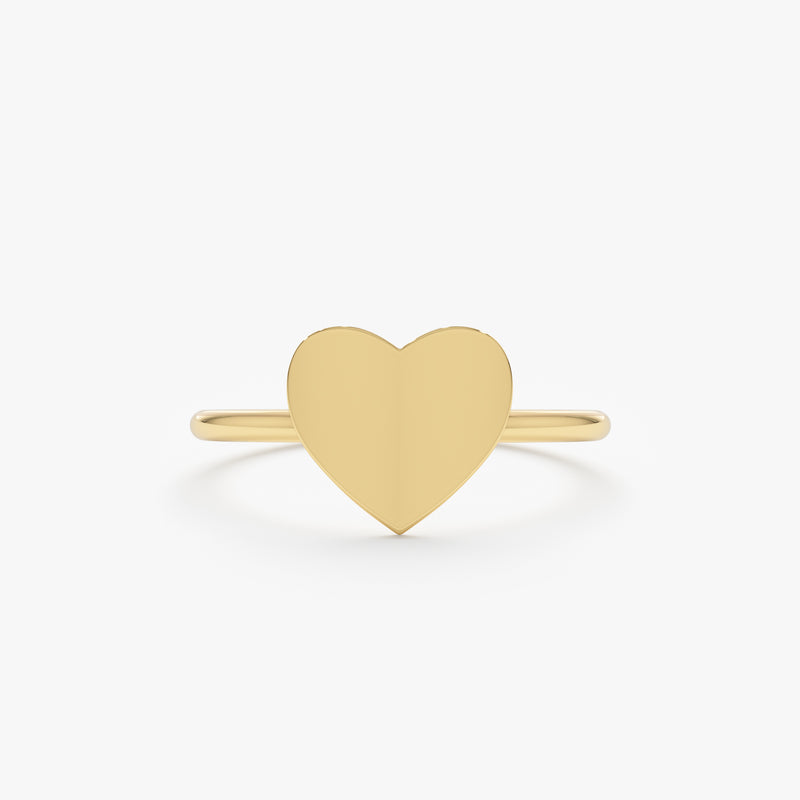 Solid Gold Heart Signet Ring