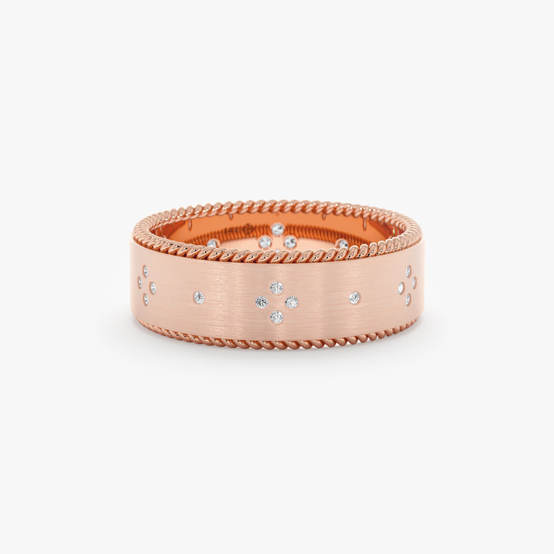 Brushed Rose Gold Diamond Ring