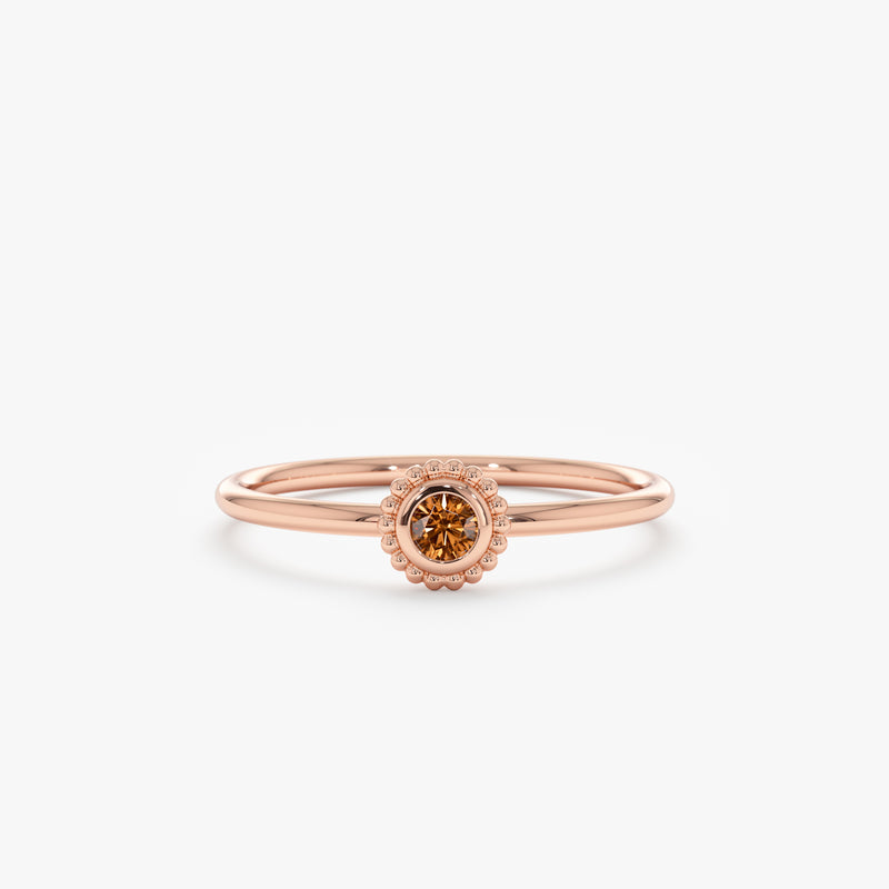 Rose Gold Citrine Art Deco Ring