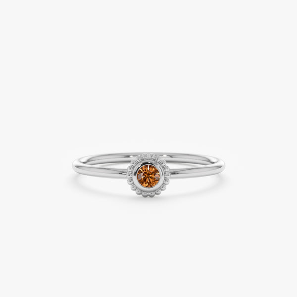White Gold Citrine Art Deco Ring