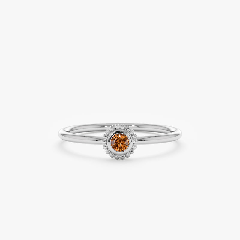 White Gold Citrine Art Deco Ring