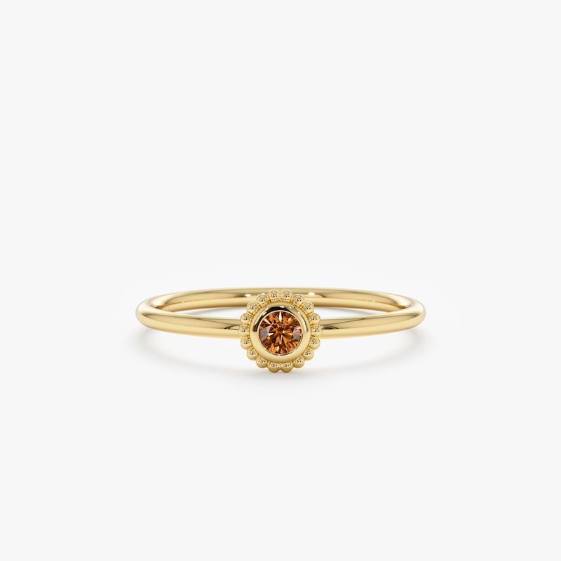 Handmade Solid Gold Citrine Art Deco Ring