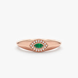 Rose Gold Emerald Diamond Signet Ring