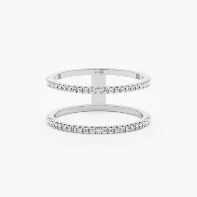 White Gold Double Diamond Band Ring