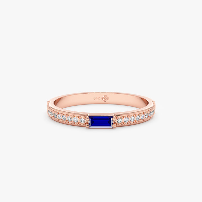 Handmade Rose Gold Sapphire and Diamond Ring