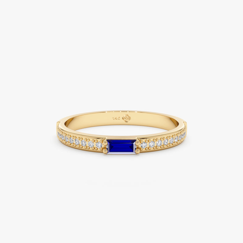 Blue Sapphire and Diamond Ring