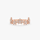 Rose Gold Multi Diamond Pave Star Ring