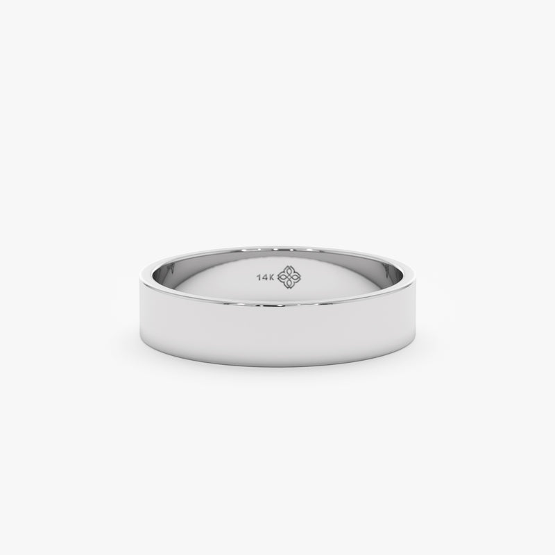 White Gold Flat Top Design Wedding Band