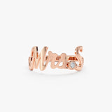Rose Gold Mrs. Title and Initial Ring with Diamond