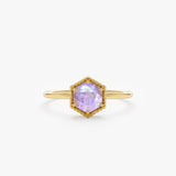 Hexagon Shape Moonstone Ring