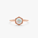 Rose Gold Hexagon Shape Opal Ring