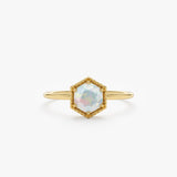 Gold Hexagon Shape Opal Ring