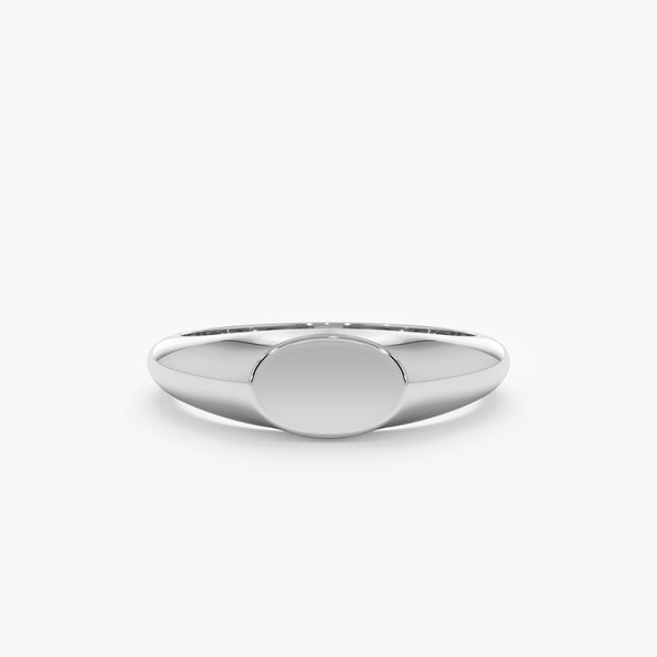 White Gold Oval Engravable Signet Ring