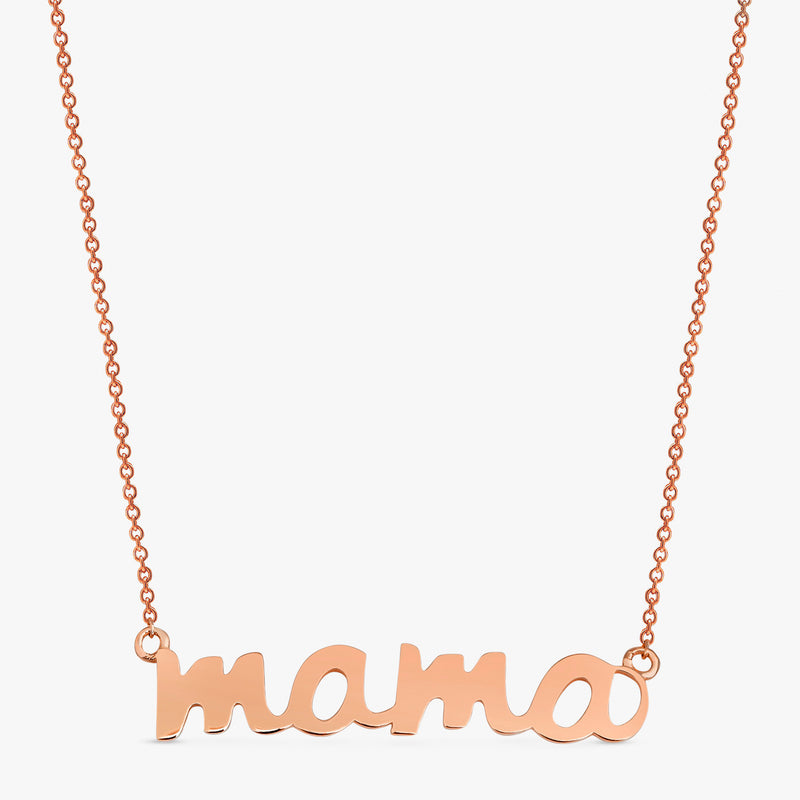 Personalized cursive name necklace in solid rose gold for a touch of timeless style.